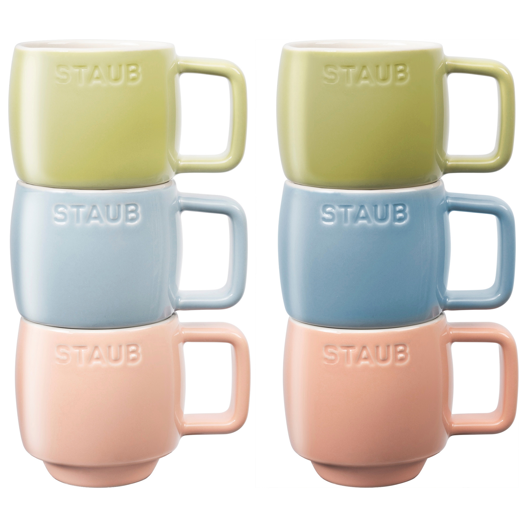 Staub Ceramic Dinnerware 6-pc 3.5 oz. Espresso Cups - Macaron Pastels