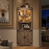 67" Farmhouse Corner Cabinet with Lights Tall Corner Storage Cabinet with Glass Door Wooden Storage Organizer - 3 of 4