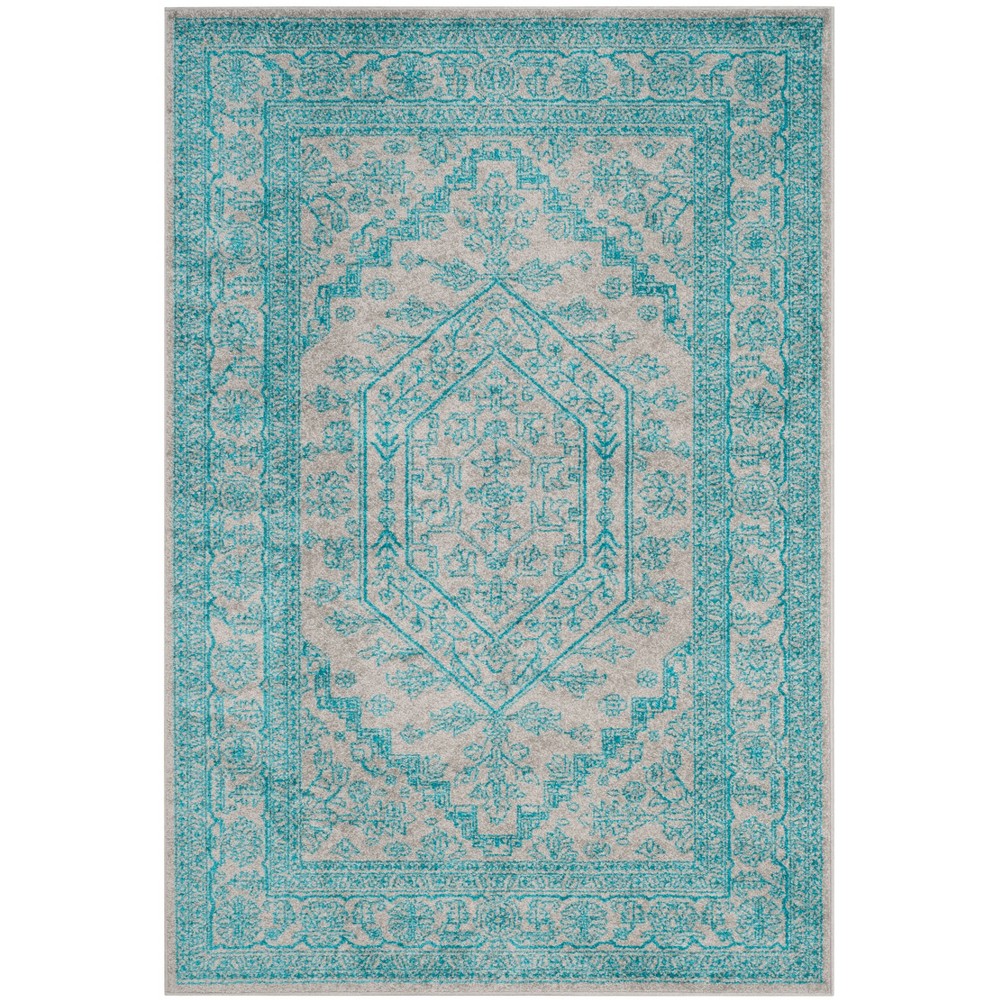 4'x6' Medallion Area Rug Light Gray/Teal - Safavieh