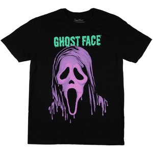 Women's Ghost Face Drip Design Mask Plus Size Adult Short Sleeve T-Shirt - 1 of 3