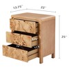 COZAYH Farmhouse 3 Drawer Dresser, Rustic Vintage Nightstand, Home Bedroom Wooden Side Table Burl Finish Vintage Accent, Natural - 2 of 4