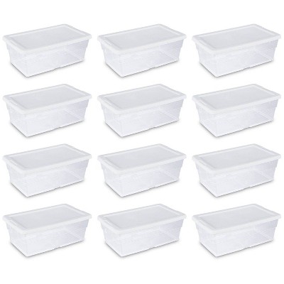 Sterilite 6 Quart Clear Plastic Stacking Storage Container Tote (12 Pack)