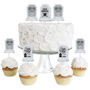Big Dot of Happiness Graveyard Tombstones - Dessert Cupcake Toppers - Halloween Party Clear Treat Picks - Set of 24 - 1 of 4