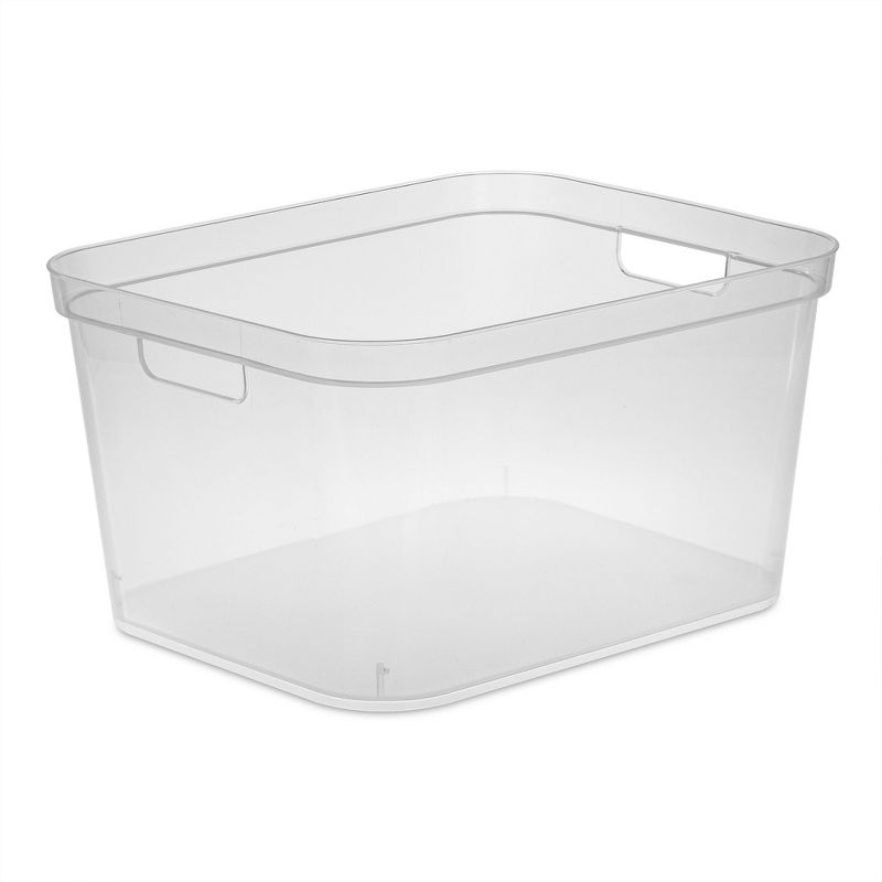 Sterilite 8.25x12.25x15 Inch Modern Polished Storage Bin w/ Comfortable Carry Through Handles & Banded Rim for Household Organization, Clear, 2 of 7