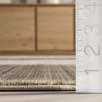 Lauren Liess Cedarwood Fringed Beige and Brown Synthetic Rectangular Rug 5' x 7'