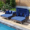 Tangkula Outdoor Daybed w/ Retractable Canopy PE Wicker Rattan Patio Double Chaise Lounger - 4 of 4