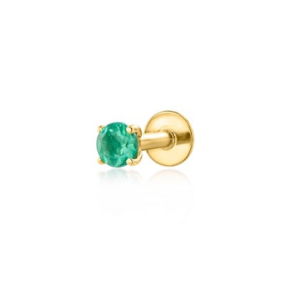 Pure Collection by Ross-Simons 0.20 Carat Emerald Single Flat-Back Stud Earring in 14kt Yellow Gold