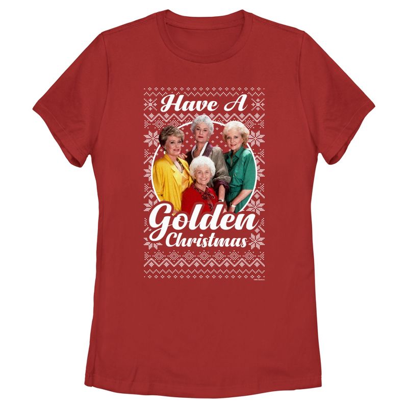 Women's The Golden Girls Ugly Christmas Portrait T-Shirt, 1 of 5