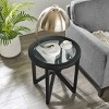ChicFurnit Coffee Table Transparent Glass Top with Solid Wood Base for Living Room and Terrace, Black, 22.13"*22.13"*22.13" - 2 of 4