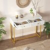 Modern Console Table with 2 Drawers, Sleek Entryway Table with Stripe Drawer Fronts, Narrow Storage Sofa Table for Living Room, Hallway, and Entrance - 3 of 4