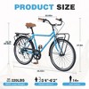CAVINAS 26 Inch Shimano 7-Speed Steel City Bike with Vintage Frame,Retro Commute Bicycle with Front and Rear V Brakes for Garden & Outdoor,Dark Blue - 2 of 4