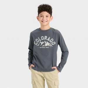 Boys' Long Sleeve 'Colorado National Park' Graphic T-Shirt - Cat & Jack™ Charcoal Gray - 1 of 4
