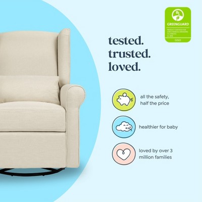 Natural Oat Swivel Recliner with Timeless Wingback Design