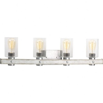Progress Lighting Gulliver 4-Light Bath Vanity, Galvanized, Shade Included, 3.88 x 3.88 x 6, Up/Down Mounting
