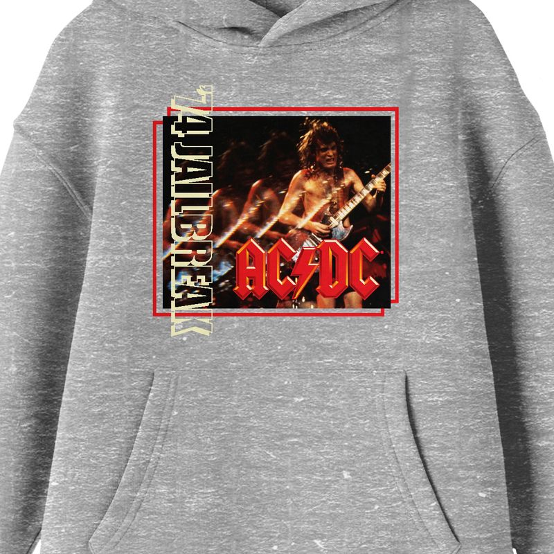 AC/DC '74 Jailbreak Album Cover Youth Heather Gray Graphic Hoodie, 2 of 4