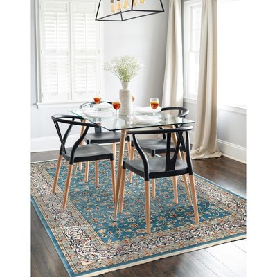 Narenj Blue Rectangular Stain-Resistant Indoor Rug