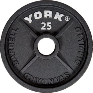 York Barbell Standard Olympic Weight Plates Solid Durable Strength Training Equipment - 1 of 1