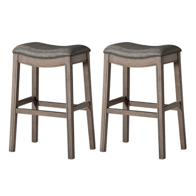 Maven Lane Adrien Backless Saddle Kitchen Stool, Set of 2