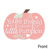 Big Dot of Happiness Girl Little Pumpkin - Shaped Fill-In Invitations - Fall Birthday Party or Baby Shower Invitation Cards with Envelopes - Set of 12 - 3 of 4