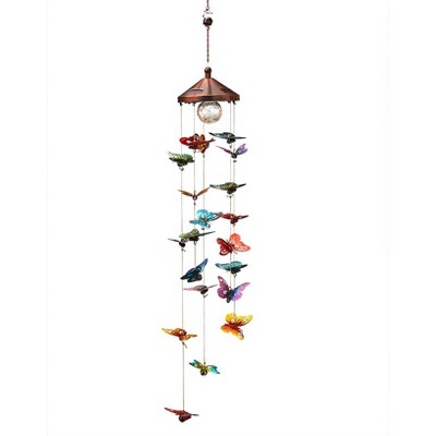 The Lakeside Collection Hanging Solar Lighted Butterfly Mobile With ...