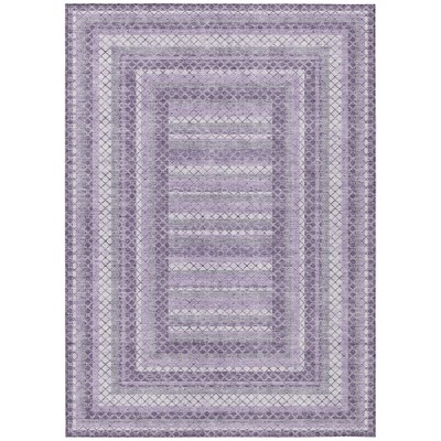 Lavender And Ivory Geometric Washable Indoor Outdoor Area Rug