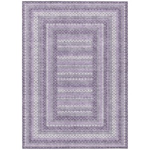 Lavender And Ivory Geometric Washable Indoor Outdoor Area Rug - 1 of 4