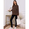 INSPIRE CHIC Women's Maternity Tunic High Low Tops Half Zip Long Sleeve Mock Neck Side Slit Striped Pregnancy Blouse - 3 of 4