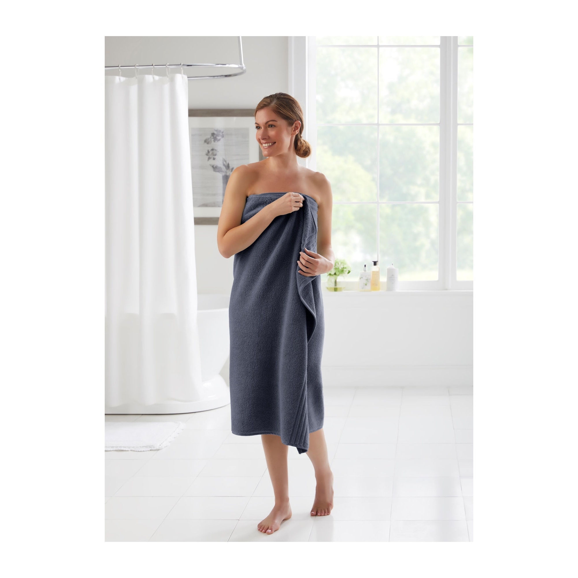 BrylaneHome Zero Twist 100% Cotton Oversized Bath Sheet - Regatta Blue