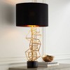 Possini Euro Design Modern Table Lamp 30" Tall Sculptural Gold Metal Geometric Cube Black Drum Shade Bedroom Living Room Bedside Nightstand Office - 2 of 4