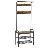 Yaheetech 72"H Industrial Hall Tree with Bench & Shoe Storage, Entryway Coat Rack, Rustic Brown