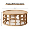 31.5" Round Coffee Table with Open Base, Rustic Farmhouse Solid Wood Cocktail Table Accent Table, Natural - ModernLuxe - 4 of 4