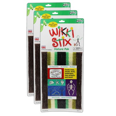 Wikki Stix Triple Play Pack: Neon, Primary & Nature, 144 Pieces