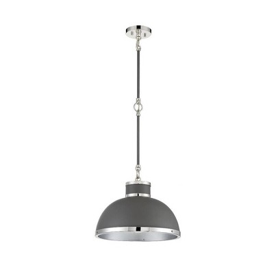 Savoy House Corning 1 - Light Pendant in  Gray/Polished Nickel