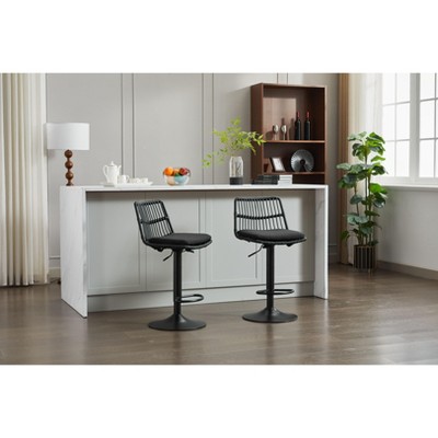 PAGED Swivel Counter and Bar Stools,Counter Stools with Adjustable Seat Height,Barstools with Cushion for Dining Room,Set of 2