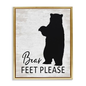 Stupell Industries Bear Feet Remove Shoes Cabin Entrance Sign Black Floater Framed Canvas Wall Art - 1 of 4