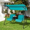 Costway 2-Person Canopy Porch Swing Padded Chair Cooler Bag Rotatable Tray Turquoise\Beige\Black - 2 of 4