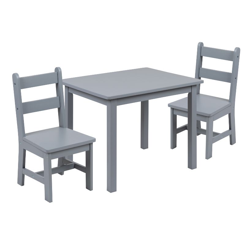 Emma and Oliver Kids 3 Piece Solid Hardwood Table and Chair Set for Playroom, Kitchen, 1 of 17
