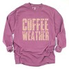 Coffee Weather Block Distressed - Women's Garment Dyed Long Sleeve Graphic T-Shirt - 2 of 4