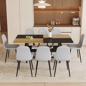 Oversart Table and chair set.71*35.4 inch Wooden And Black Spliced Dining Table With Storage Function - 1 of 4