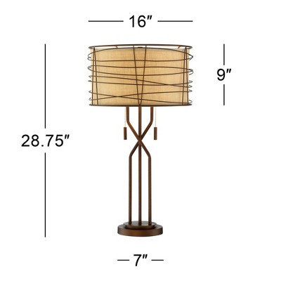 Bronze 29" Rustic Modern Table Lamp with Woven Shade