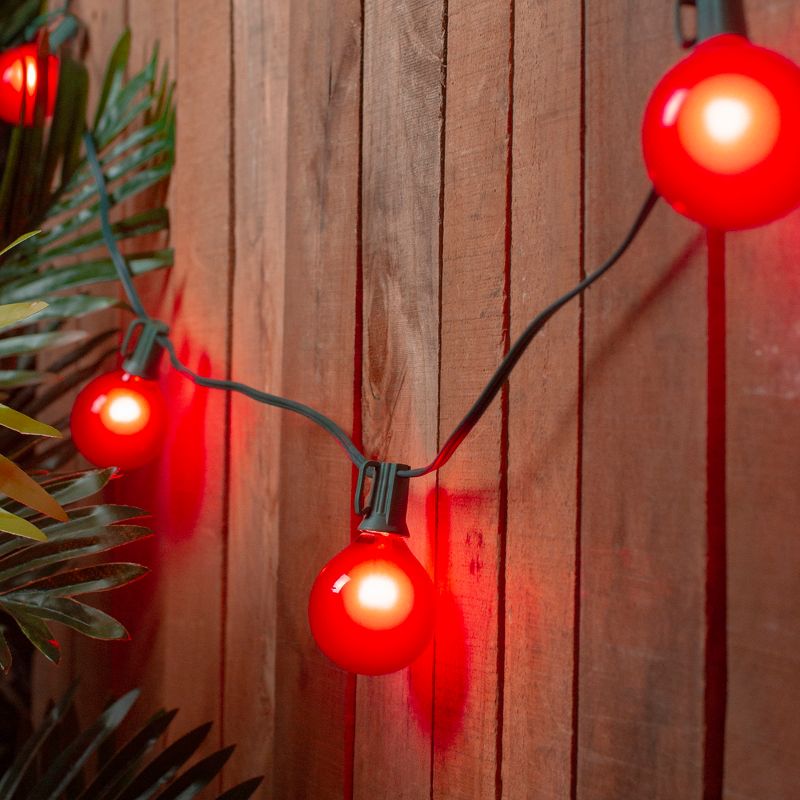 Northlight Set of 15 Red Satin G50 Globe Christmas Lights - Green Wire, 2 of 4