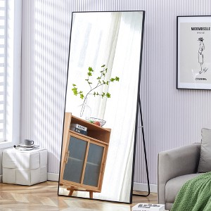 ONWITH Black solid wood frame full-length mirror - 1 of 4