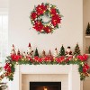 Christmas Wreath, 24 Inch Wreath with Red Berries and Gold Ornaments, Perfect for Front Door, Windows, Wall, Mantel,and Holiday Decoration - 2 of 4