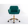 TiramisuBest Dark Green Velvet Faux Fur Makeup Vanity Swivel Chair for Bedroom - 3 of 4