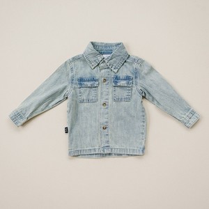 Kids Jagger Denim Button Up Shirt - Olive + Scout - 1 of 4