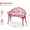 VINGLI 38.5" Outdoor Metal Rose Bench, All-Weather Cast Aluminium Frame Antique Finish Garden Bench, 2-Person Accented Porch Decor for Patio Yard - 2 of 4