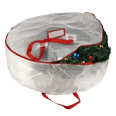 Hastings Home Round Zippered Wreath Storage Bag With Handles - 30", White