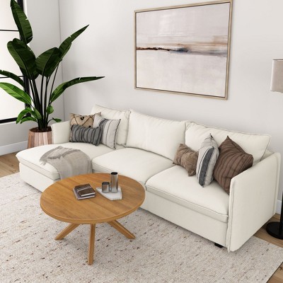 Verso 36'' Pecan Round Wood Coffee Table with Cross Legs