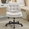 PU Leather Armless-Office Desk Chair with Wheels Cross-Legged for Home Office - 2 of 4