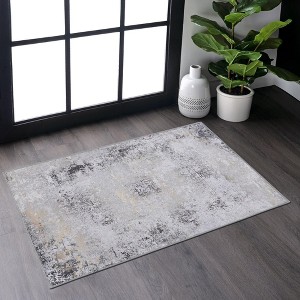 NAYSAYE Area Rug 2' x 3' Washable Low Pile Soft Cozy Non Slip Kid and Pet Friendly for Living Room Bedroom Playroom, Gray - 1 of 4